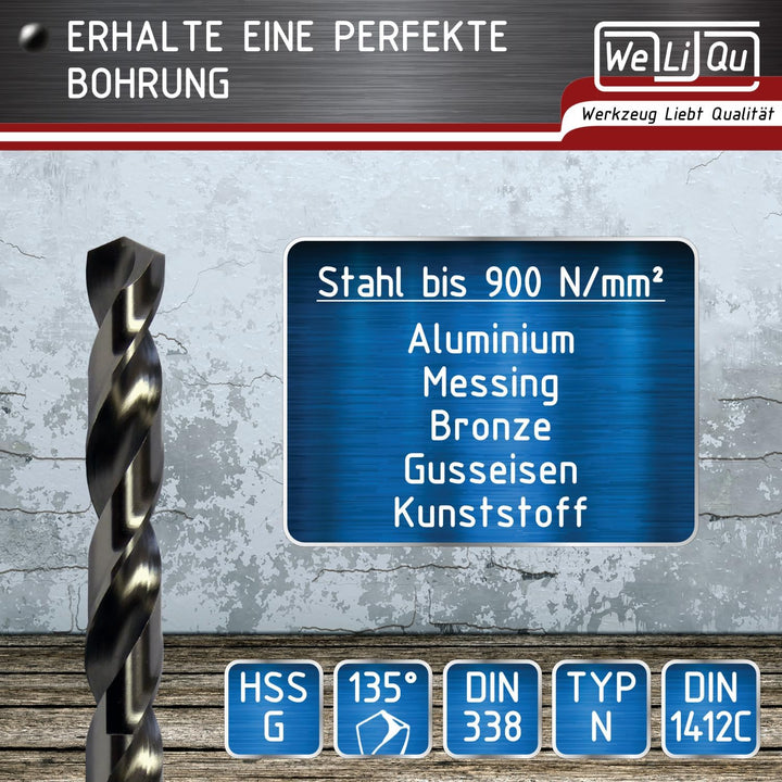 WELIQU 10 Stück HSS-G Spiralbohrer Ø 7,0 mm, geschliffene, selbstzentrierende Präzisionsbohrer für d