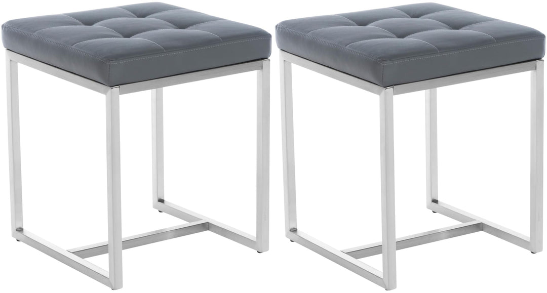 CLP 2er Set Edelstahl-Sitzhocker Barci Kunstleder I Moderne Hocker Mit Hochwertiger Polsterung Und B