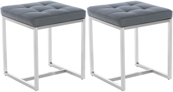 CLP 2er Set Edelstahl-Sitzhocker Barci Kunstleder I Moderne Hocker Mit Hochwertiger Polsterung Und B