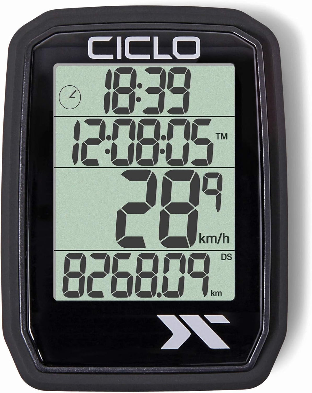 CICLO PROTOS 105 verkabelter Fahrradcomputer, mit 5 automatischen Funktionen Schwarz, Schwarz