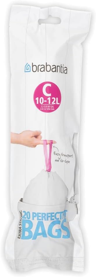 Brabantia Müllbeutel, extra stark, perfekte Passform, Grösse C, 10–12 l, 5 Stück 5 20 Count (Pack of