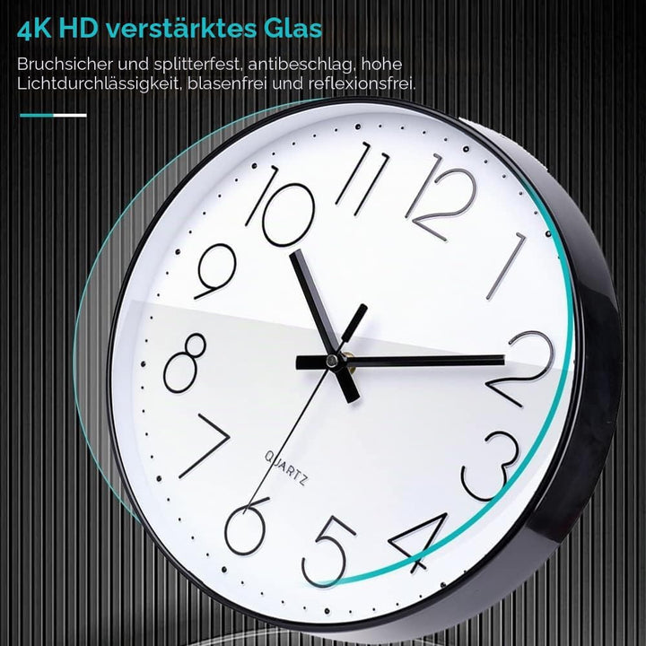 jomparis Wanduhr ohne Ticken Analoge 30cm Rund Wanduhr Dekor für Wohnzimmer, Zimmer, Büro (Schwarz)