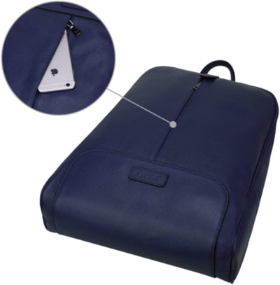 S-ZONE 14 inch Laptop Frauen Echtes Leder Rucksack Reisetasche Blau, Blau