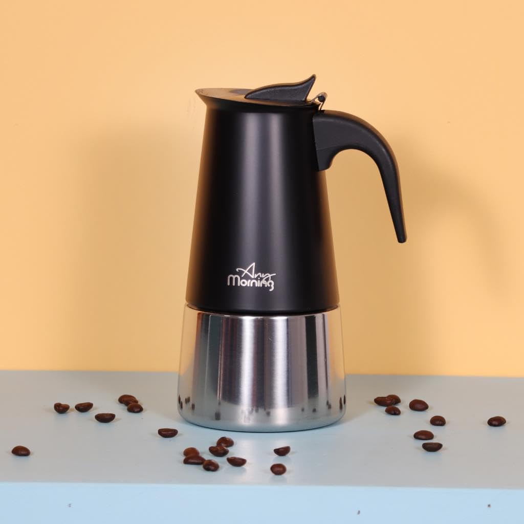 Any Morning Mokkakanne 18/10 Edelstahl 300 ml, 6 Tassen, induktionsgeeignet | Für alle Herdarten ink