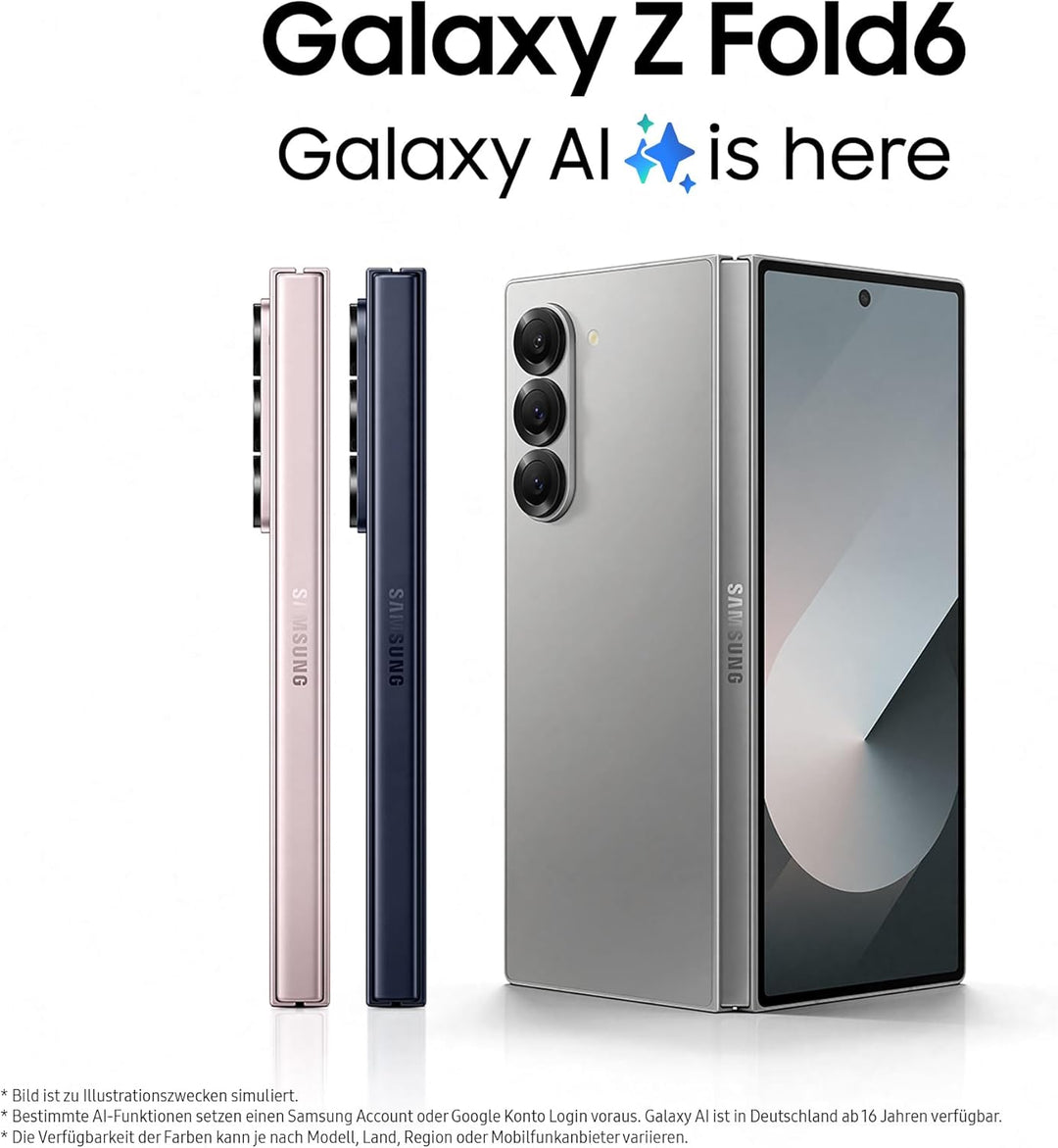 Samsung Galaxy Z Fold6 AI-Smartphone, Simlockfreies Handy ohne Vertrag, 256 GB Speicher, Lange Akkul