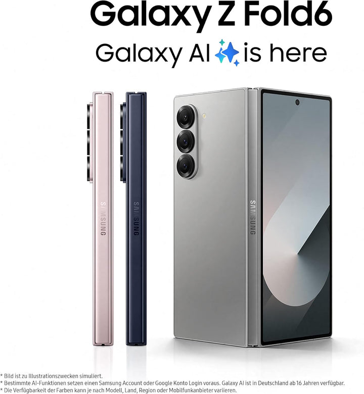 Samsung Galaxy Z Fold6 AI-Smartphone, Simlockfreies Handy ohne Vertrag, 256 GB Speicher, Lange Akkul