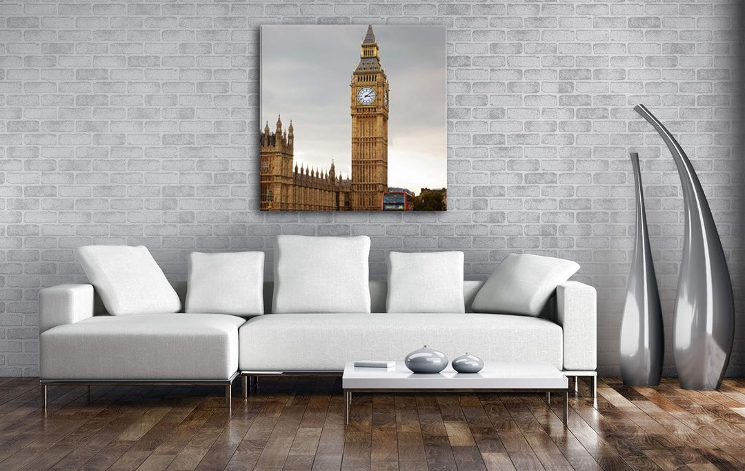 deyoli Big Ben in London Format: 70x70 als Leinwandbild, Motiv fertig gerahmt auf Echtholzrahmen, Ho
