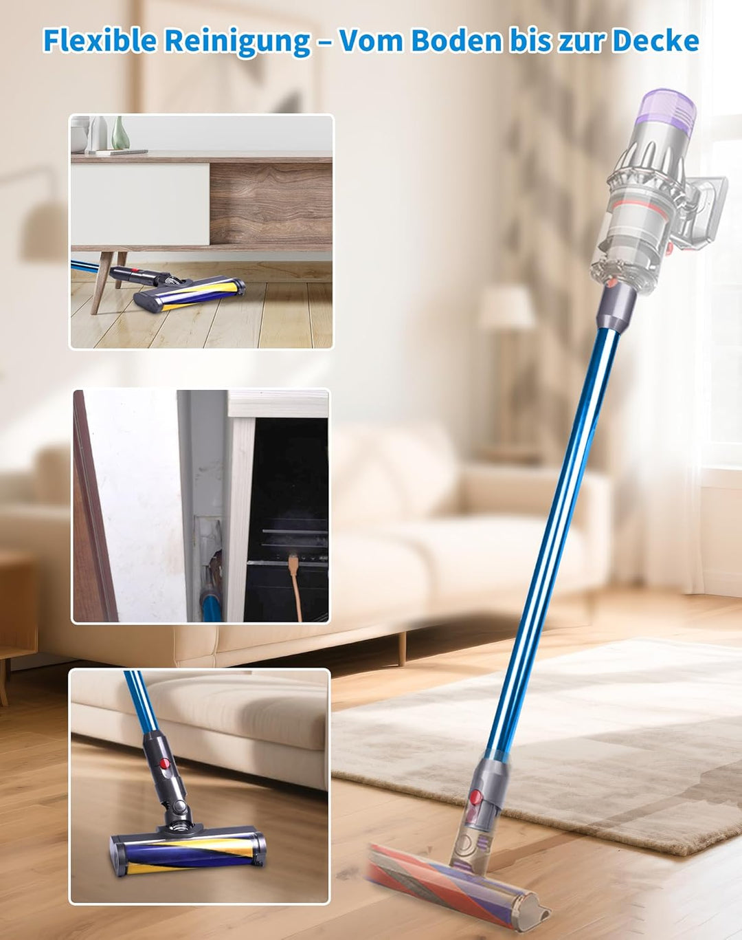 Verlängerungsrohr für Dyson V12 Detect Slim / V10 Digital Slim Stabstaubsauger, 74 cm Aluminium Tele
