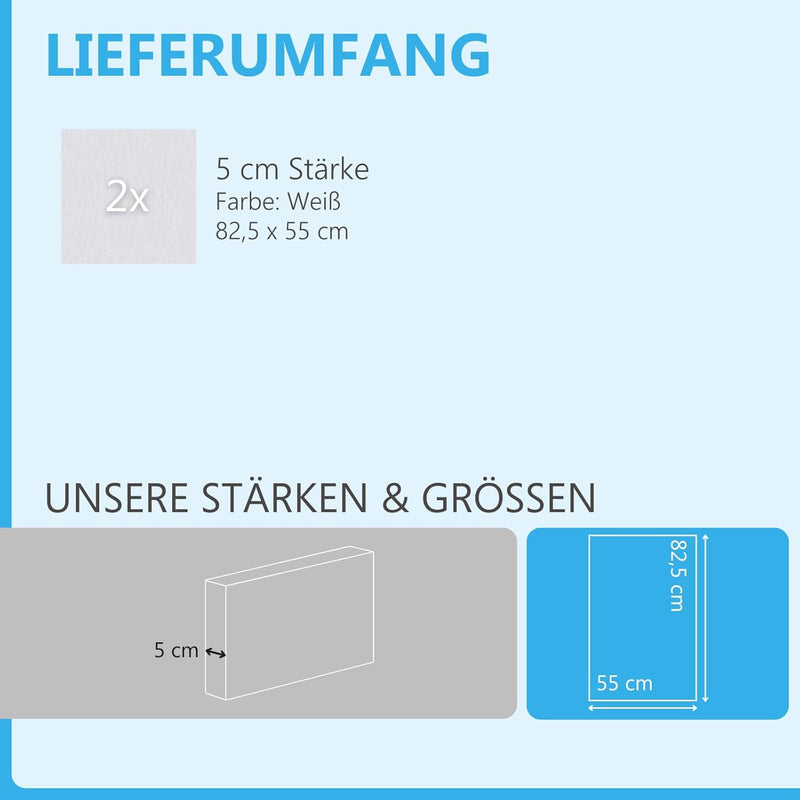 platino24 Schallabsorber Set aus Basotect G+ mit Akustikfilz, 2 Absorberelemente Rechteck je 825x550