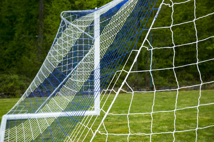 TORNETZ - Fussball - 7.32 x 2.44 x 0.8 x 2m - 3mm - Weiss oder Weiss/Blau Weiss-Blau, Weiss-Blau
