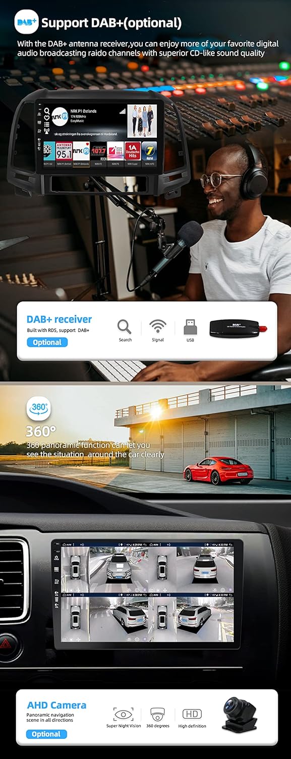 JOYX Android 10 Autoradio Passt für Hyundai Santa FE (2006-2012) - 4G+64G - Eingebaut DSP/Carplay/An