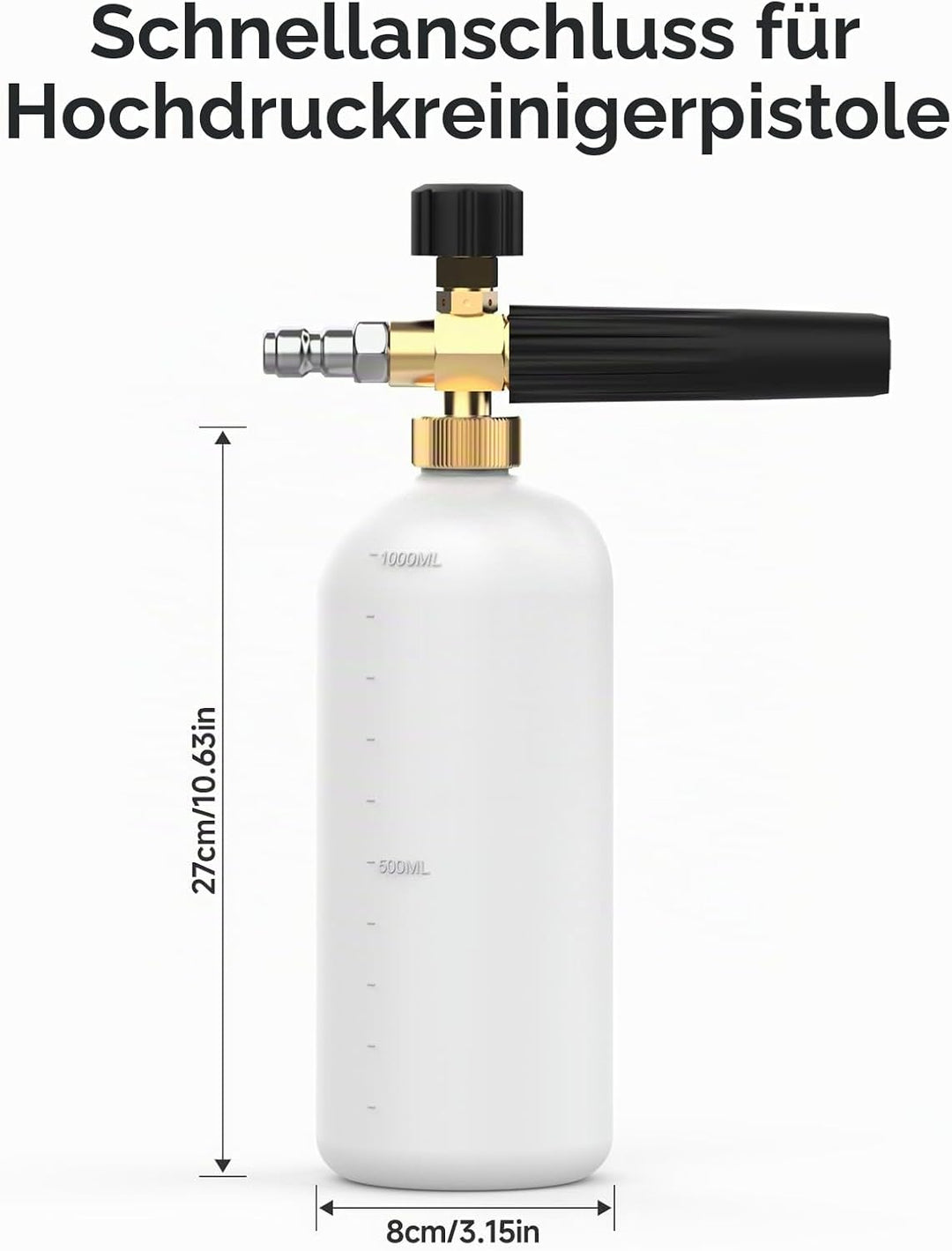 Stone Banks Schneeschaum Lanze Hochdruckreiniger Schaumkanone, 1L Einstellbare Seifenspender Flasche