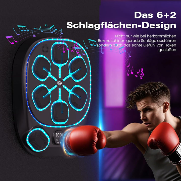 RevFit Music Boxing Machine mit LED-Lichtern, Bluetooth, 9 Geschwindigkeitsmodi & Zählmodus, Elektro