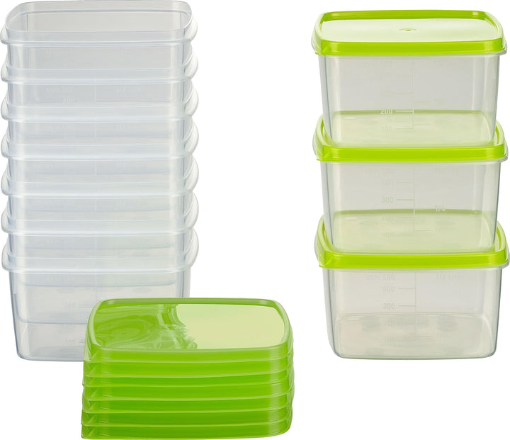 MiraHome Vorratsdosen Set 10x0,5L quadratisch grün – Perfekt zur Aufbewahrung & Organisation für Leb