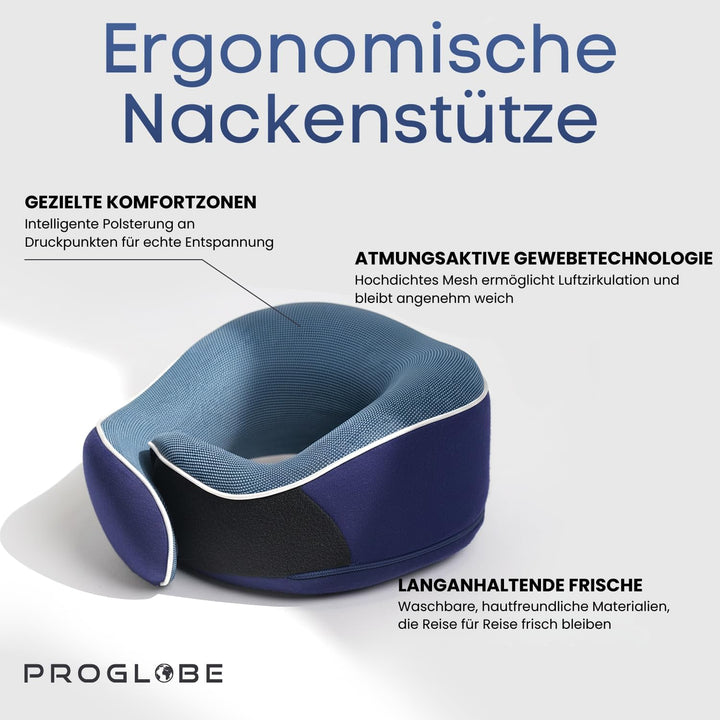 Proglobe Nackenkissen Flugzeug, Reisekissen 100% Memory Foam, Orthopädisches Nackenhörnchen, Für Rei