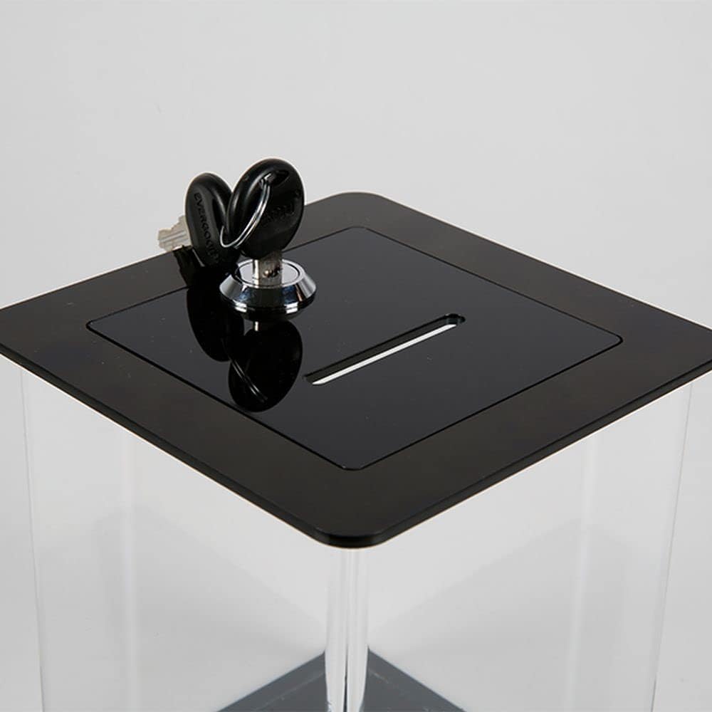 DISPLAY SALES Losbox aus Acrylglas | Aktionsbox mit Schloss | Spendenbox in 130 x 130 x 156 mm | Gel