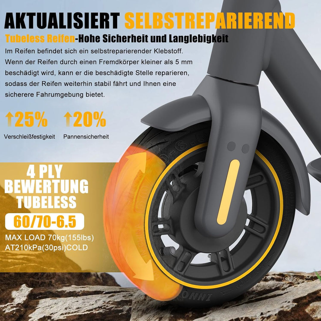60/70-6.5 Reifen Tubeless für Segway Ninebot MAX G30, Selbstheilender Pannensicher Tubeless E Scoote
