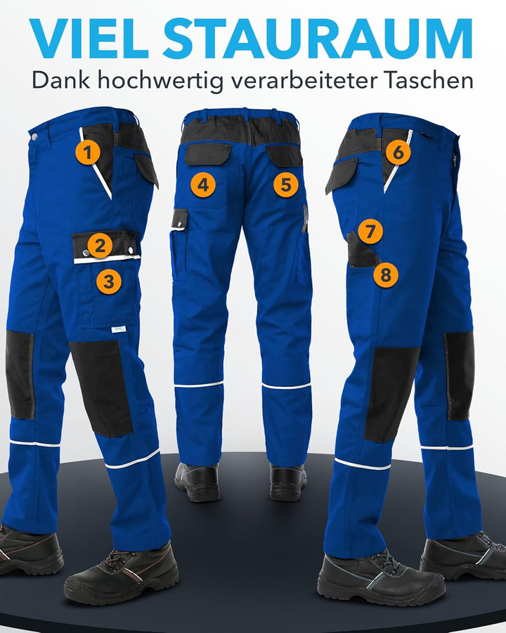 TMG® | Arbeitshose für Herren, Lange Arbeitshose mit Kniepolstertaschen, viel Stauraum, Männer Arbei