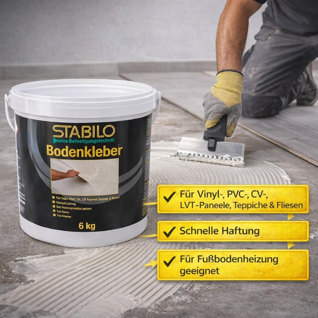 Bodenkleber 6kg | Kleber für Vinyl, Teppich, PVC und andere verschiedene Bodenbeläge