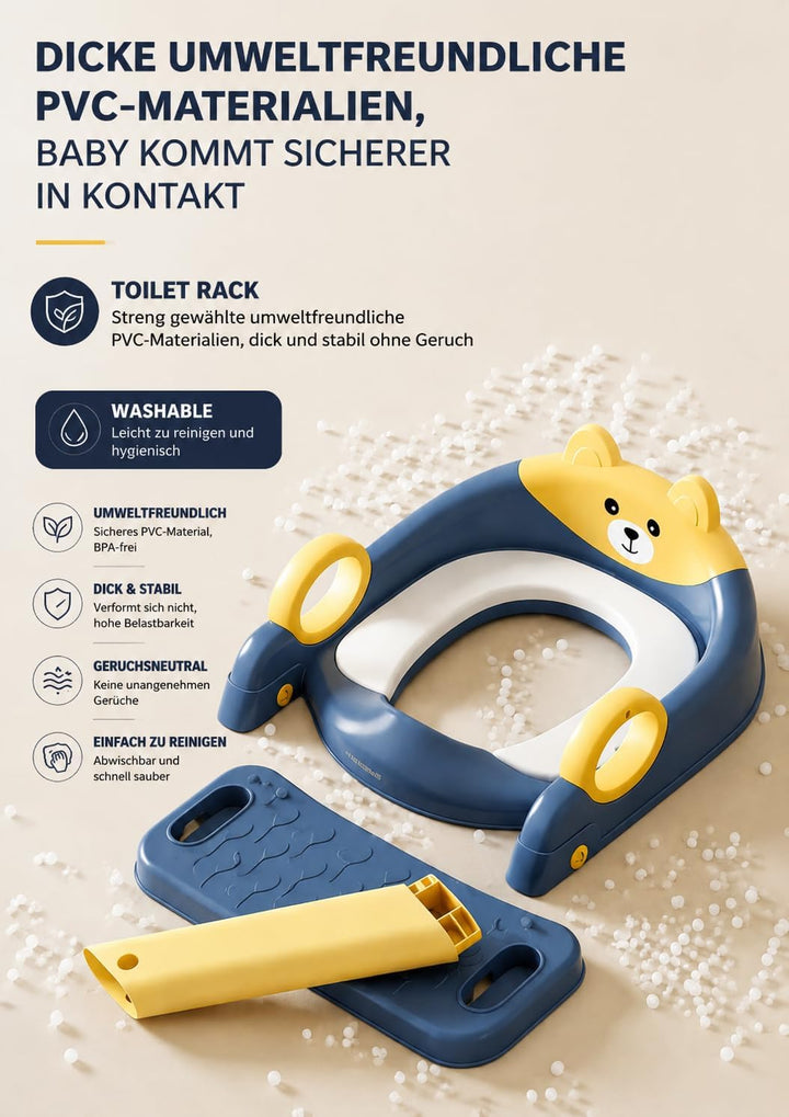 Toilettentrainer für Kinder für Jungen und Mädchen, 2 in 1 Kind Toilettensitz mit Treppe, Spritz und
