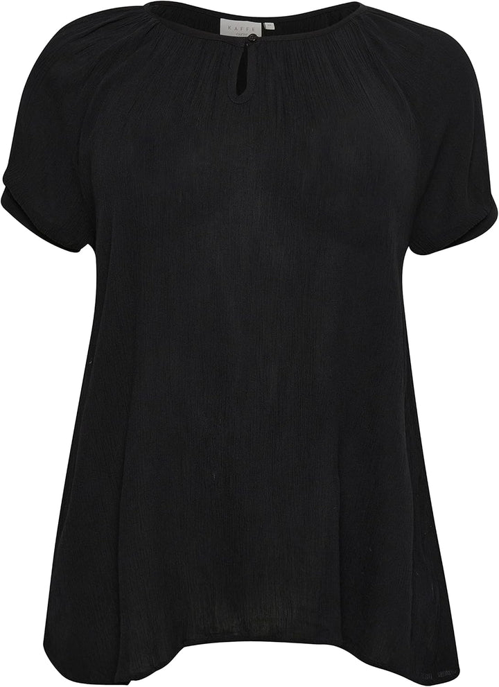 KAFFE CURVE Kurzarm-Bluse KCami Bluse Grosse Grössen Damen Kurzarm Rundhals Plus Size Shirt 44 Black