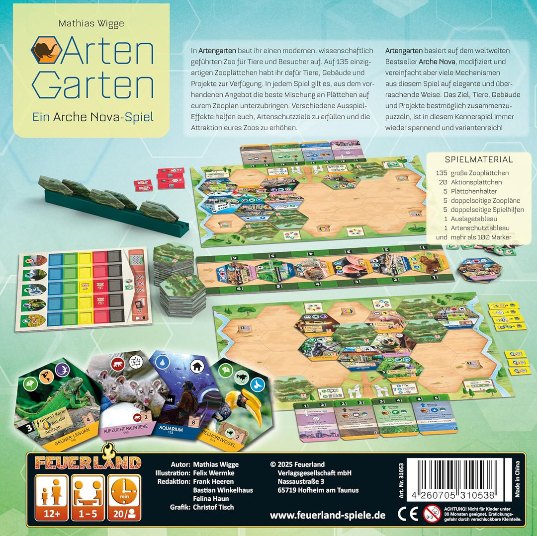 Feuerland Artengarten - Brettspiel für 1-5 Personen, Gesellschaftsspiel ab 12 Jahre, Strategie- und