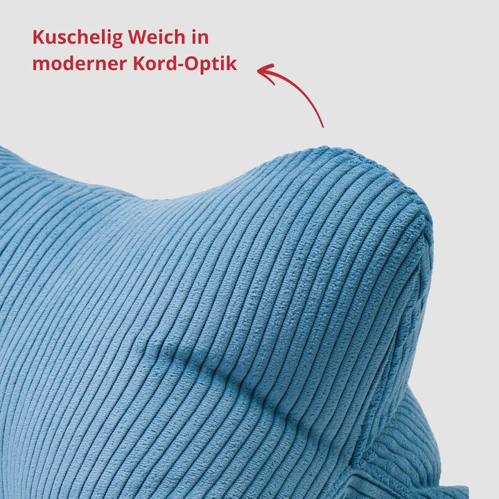 liebling Cord Lesekissen für Bett und Sofa, Bücherkissen, Lesehilfe, 40x25 cm, Leseknochen, Serie Ve