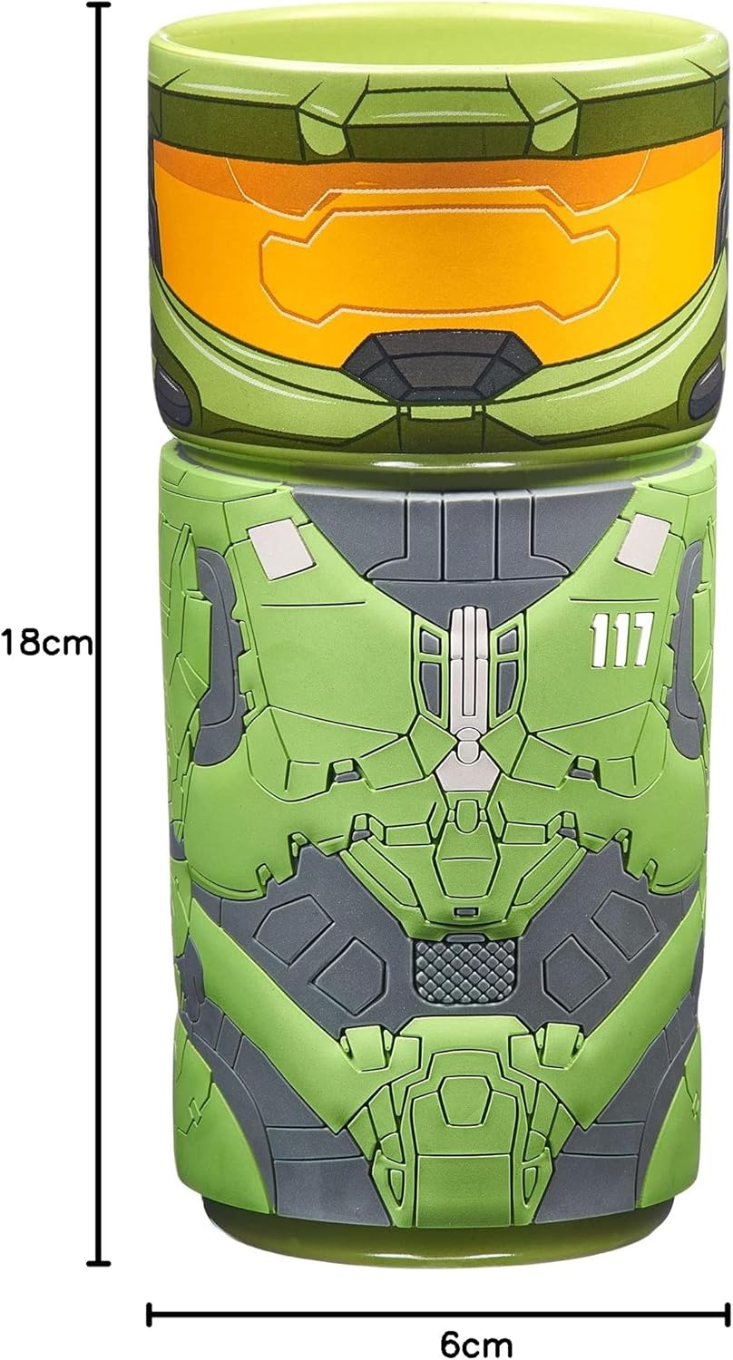 CosCups von Numskull Halo Master Chief Keramiktasse mit Gummihülle, 400 ml – Offizieller Halo-Mercha