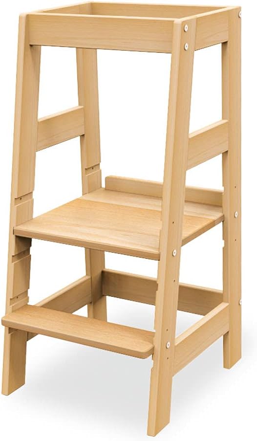 PINOLINO Fino Lernturm - Höhenverstellbarer Kinderhocker ab 1 Jahr – Kinder Tritthocker aus massiver