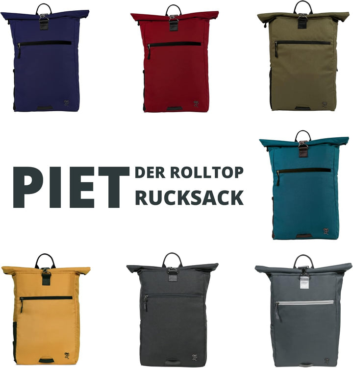 FUCHS & REBELL® Rolltop Rucksack PIET - Durchdacht & Nachhaltig - mit Laptopfach & Anti Diebstahl Ta