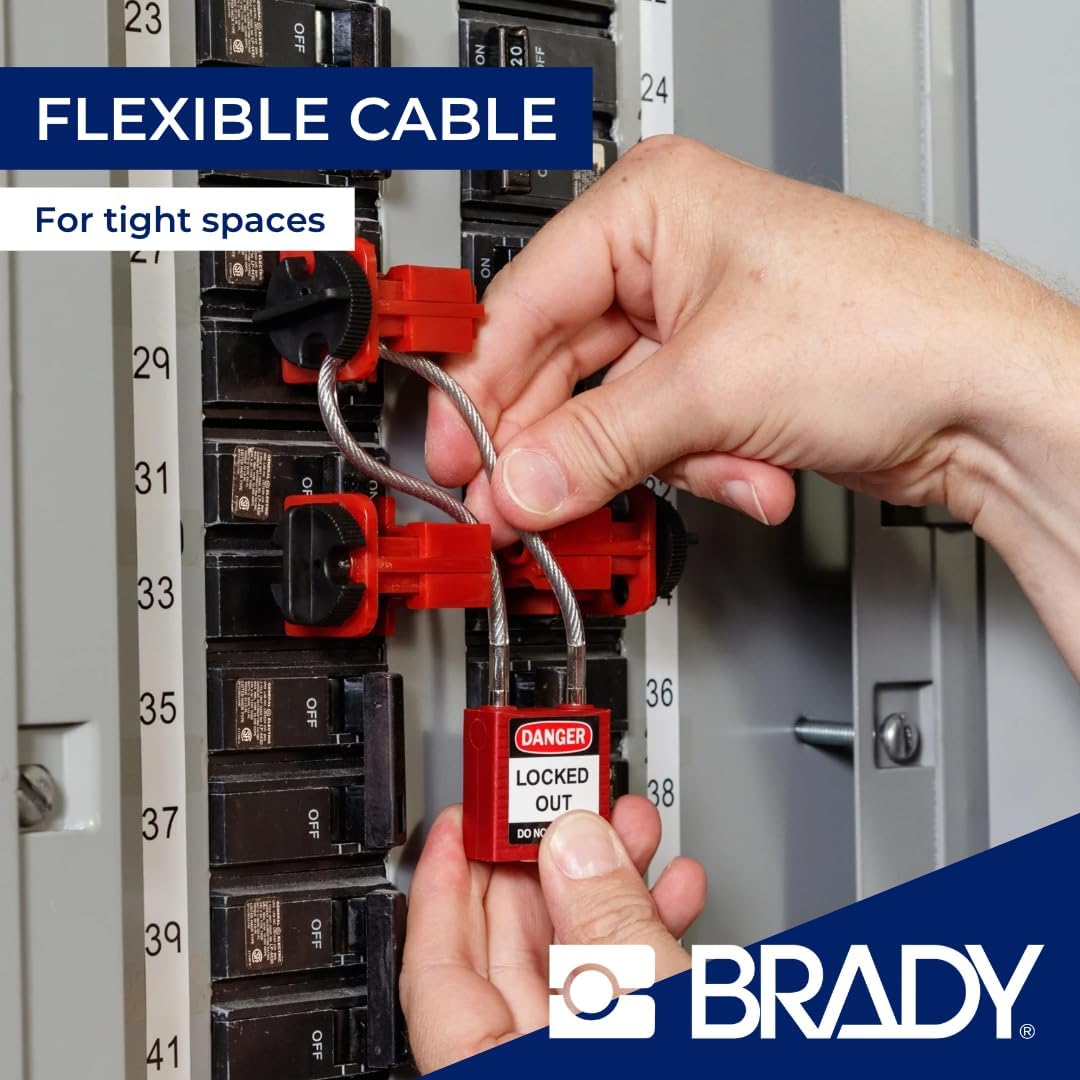 Brady Kompakte Kabel-Vorhängeschlöss - Lockout Sicherheitsschloss mit Schlüssel - Vorhängeschloss We