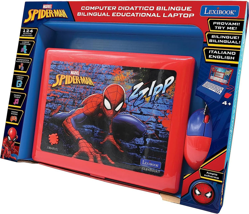 Lexibook - Spider-Man Lern- und zweisprachiger Laptop Italienisch/Englisch - Spielzeug mit 124 Aktiv