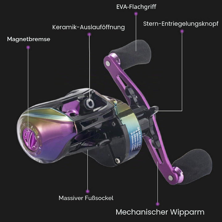 Baitcasting Angelrolle 8,1: 1 Angelrolle mit hohem Geschwindigkeitsverhältnis Leichtes Metallguss-An