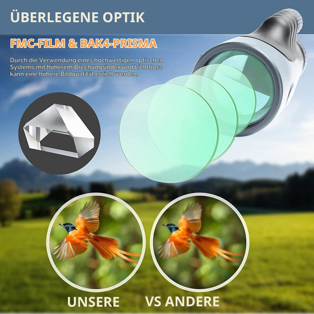 Monokulares Teleskop, 10-30X50 Zoom HD Monokular mit IPX7 Nebel Wasserdicht Stossfest, FMC BAK4 Pris