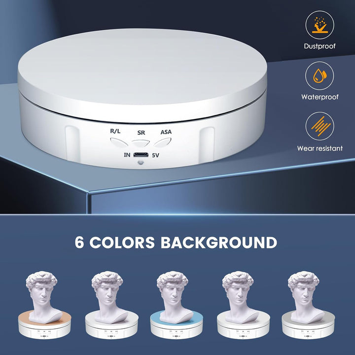 Elektrischer Drehteller, Couleeur 360° Richtung &amp; Geschwindigkeit Einstellbar Mini Drehbarer Drehtel