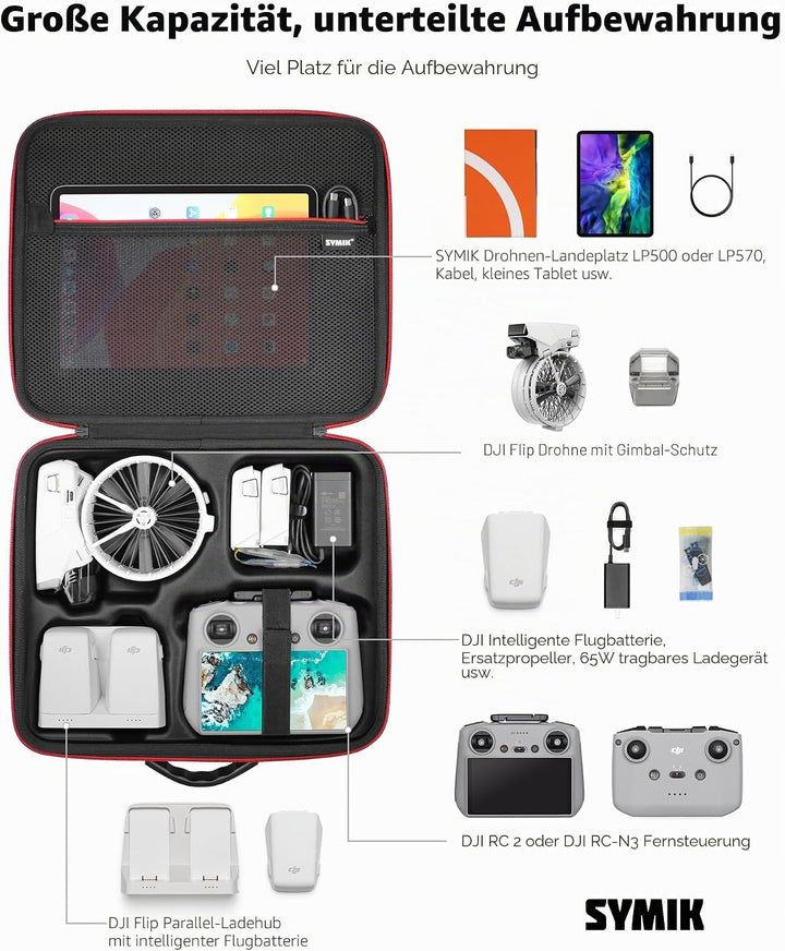 SYMIK Tasche für DJI Flip, Spritzwassergeschützt, Kompakte Umhängetasche, Schützende Aufbewahrungsta