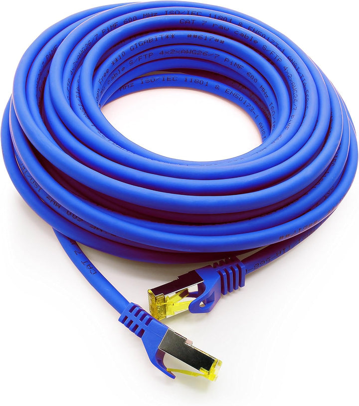 1aTTack.de Cat.7 Netzwerkkabel 30m Blau 1 Stück Cat7 Ethernetkabel Netzwerk LAN Kabel Rohkabel 10 Gb