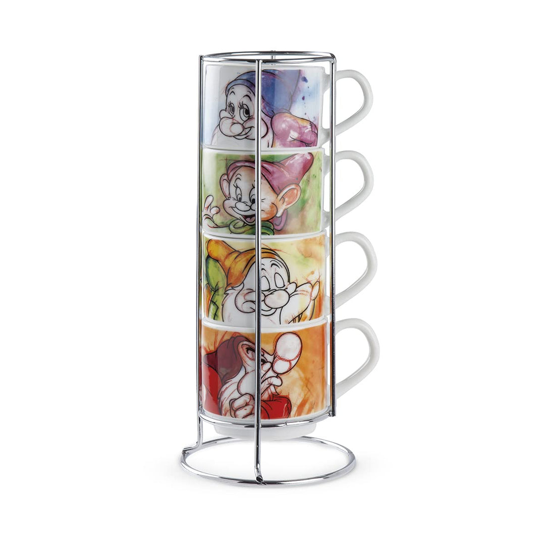 Egan 4er Set Kaffeetassen ML 80 7 Zwerge + Metal Rack, 133002