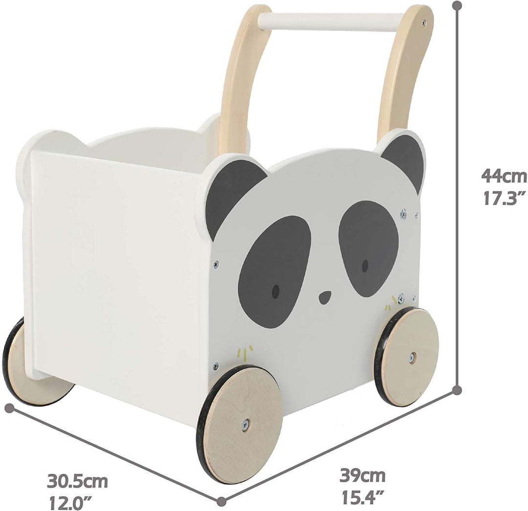 labebe Kinder Lauflernwagen Holz, Baby Panda Lauflernhilfe Mit Stauraum für 1-3 Jahre，Gehfrei/Laufwa