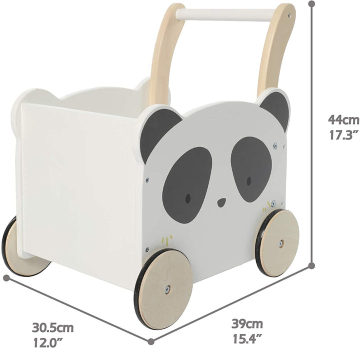 labebe Kinder Lauflernwagen Holz, Baby Panda Lauflernhilfe Mit Stauraum für 1-3 Jahre，Gehfrei/Laufwa