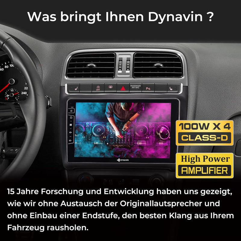 DYNAVIN Android Autoradio Navi für VW Polo 2014-2017, mit 4 * 100W DSP Verstärker | DAB+ Radio; Komp