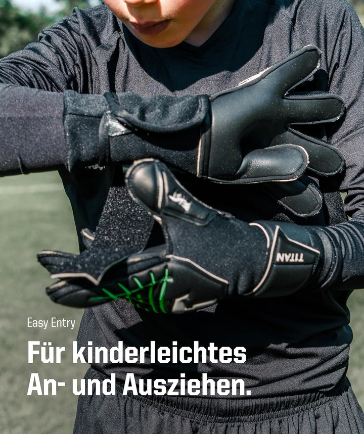 T1TAN Kinder Torwarthandschuhe mit Fingerschutz - Fussballhandschuhe für Kinder - Die Profis der Zuk