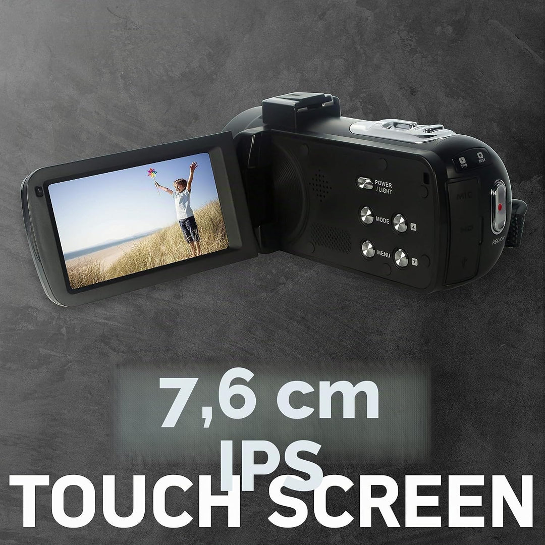 AgfaPhoto Realimove CC2700 – Caméscope Numérique, Vidéo 2.7K, 24MP, Écran Tactile 3’’, Zoom 18X, Tél
