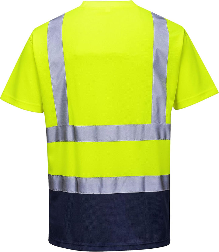 Portwest Zweifarbiges Warnschutz T-Shirt, Grösse: XL, Farbe: Gelb/Marine, S378YNRXL XL Gelb / Marine