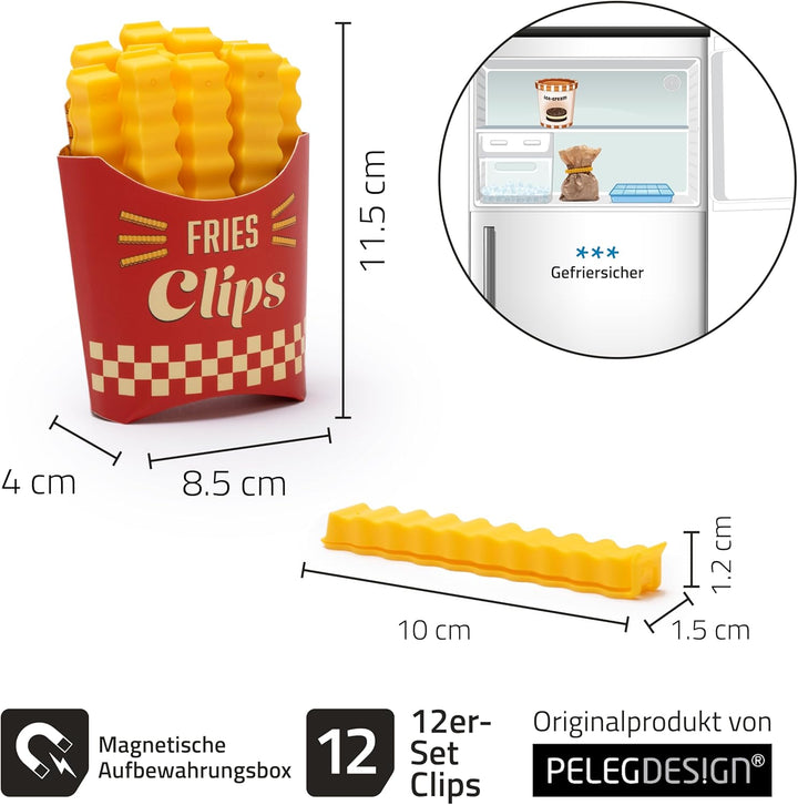 Peleg Design Fries Clips: 12 süsse Pommes-förmige Verschlussclips für Tüten &amp; Beutel, Lustige Tütenc