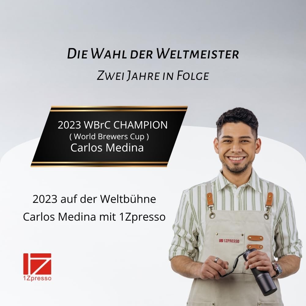1Zpresso J-Ultra Manuelle Kaffeemühle Eisen Grau, Konisches Mahlwerk, Klappgriff, Magnetischer Auffa