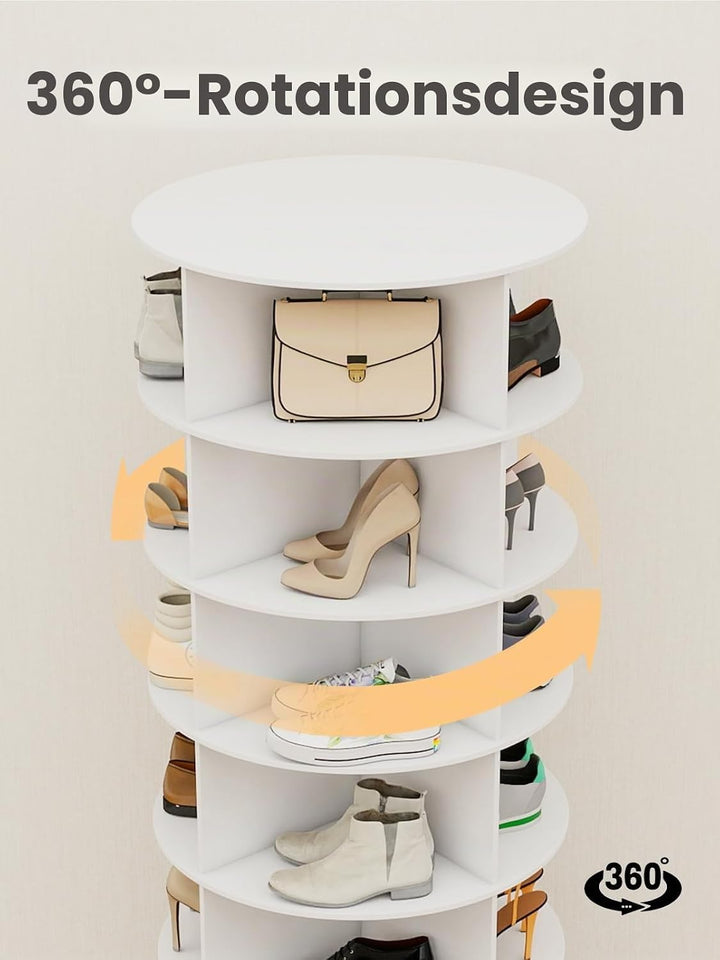 7 Etage Drehbares Schuhschrank, 360-Grad-Schuhregal 28 Paar Aufbewahrung, Rundes Karussell, Vertikal