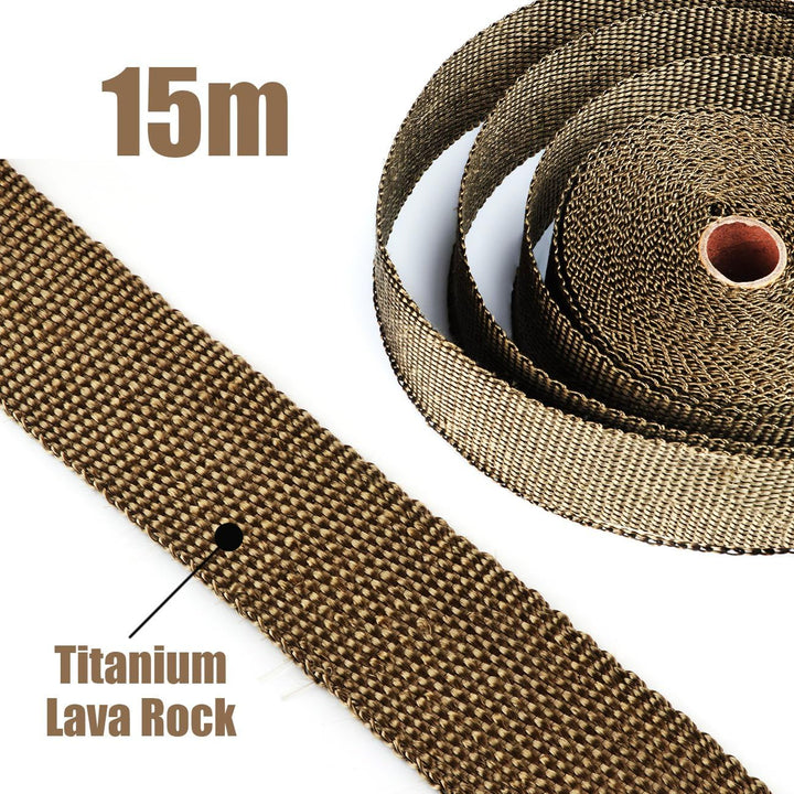 ilauke Hitzeschutzband Auspuffband, 15M*5CM Hitzeschutzband Auspuff Gelb mit 15 Edelstahl Kabelbinde
