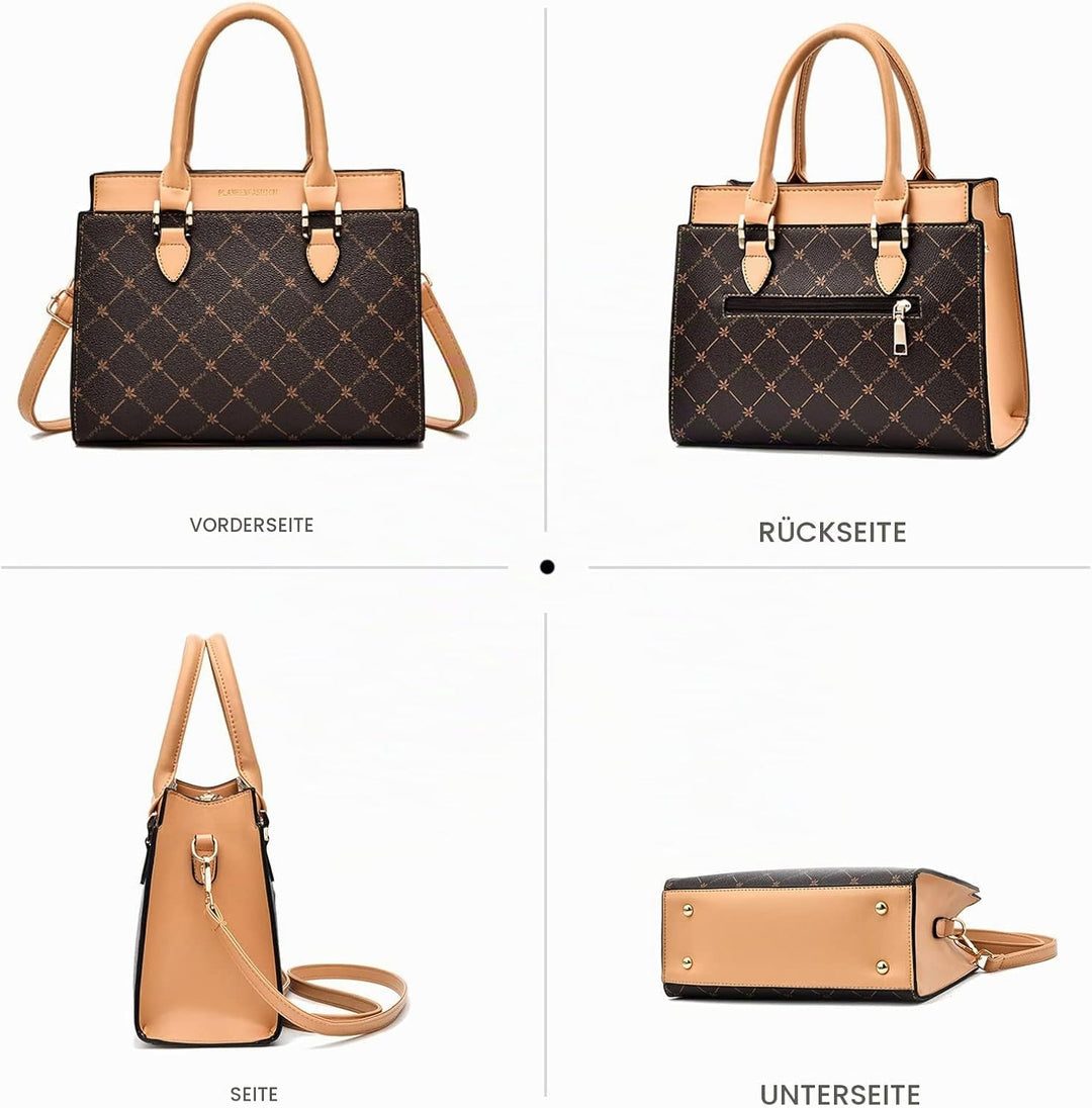 NICOLE &amp; DORIS Handtasche Damen Mittelgross Frauen Umhängetasche Elegant Schultertasche PU Leder Hen