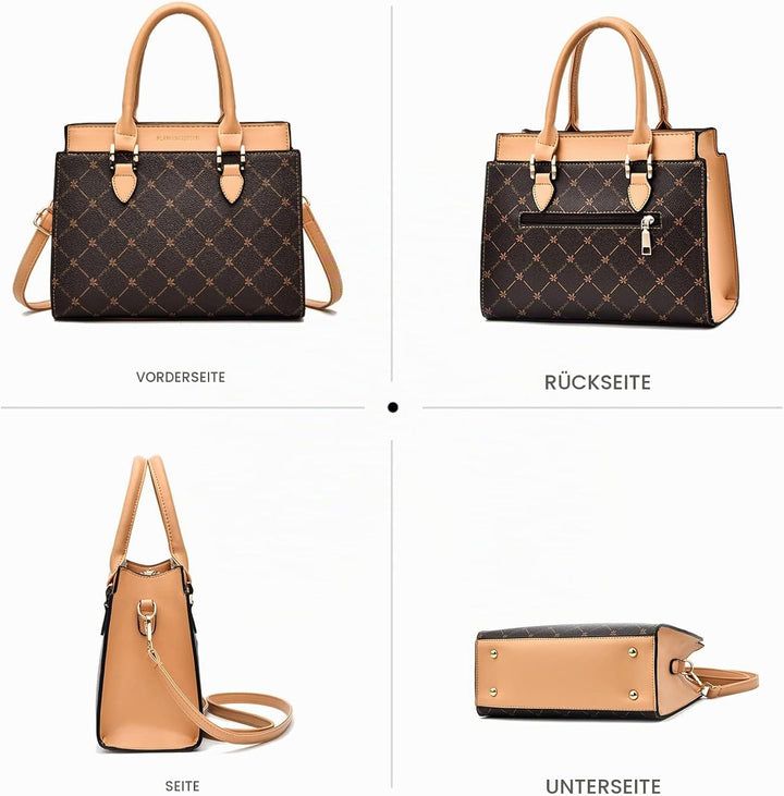 NICOLE &amp; DORIS Handtasche Damen Mittelgross Frauen Umhängetasche Elegant Schultertasche PU Leder Hen